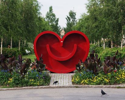 EUROPEISK KULTUR. Det leende hjärtat är Umeås symbol som kulturhuvudstad 2014. Bild Jopparn/Wikimedia.